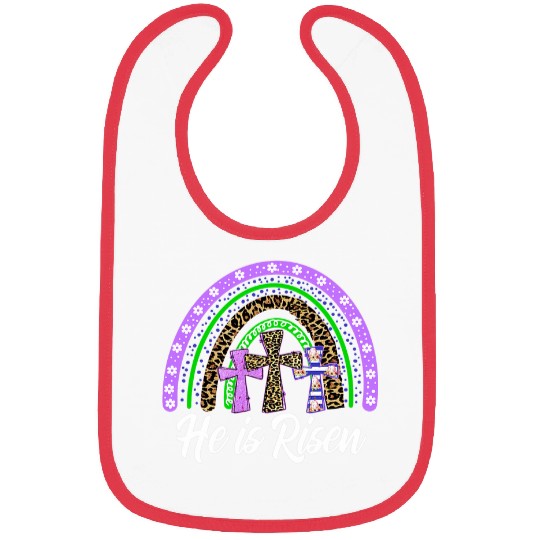 He Is Risen Leopard Rainbow Christian Jesus Happy Easter Day Bibs