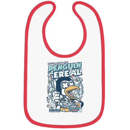 Penguin Pet Fun Penguin Cereal Comic Cartoon Bird Kids Teen Bibs