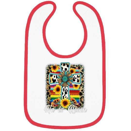 He is Risen Sunflower Leopard Cross Happy Easter Day Bibs