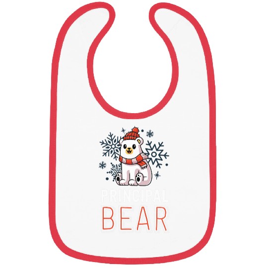 Bear Pet Principal Bear School Christmas Polar Bear Holiday Bibs