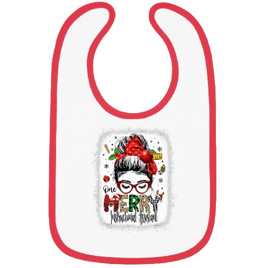 Instructional Assistant Christmas Messy Bun Teacher Aide Bibs
