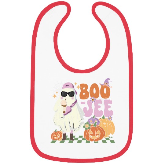 Coffee Fun Boojee ghosts Drinking Coffee Spooky Halloween Pumpkin Bibs