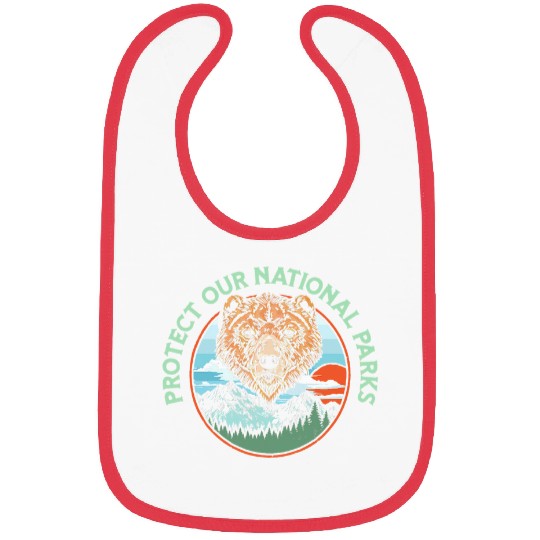 Bear Pet Protect Our National Parks Retro Grizzly Bear Graphic Bibs