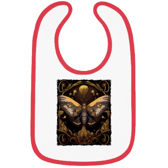 Dark Academia Halloween Death Head Hawk Moth Natural Bibs