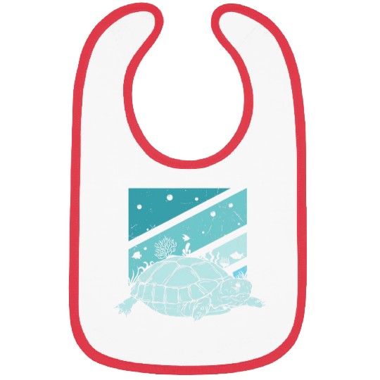 Turtle Pet Blue Style Turtle Sea Life Tortoise Theme Graphic Bibs