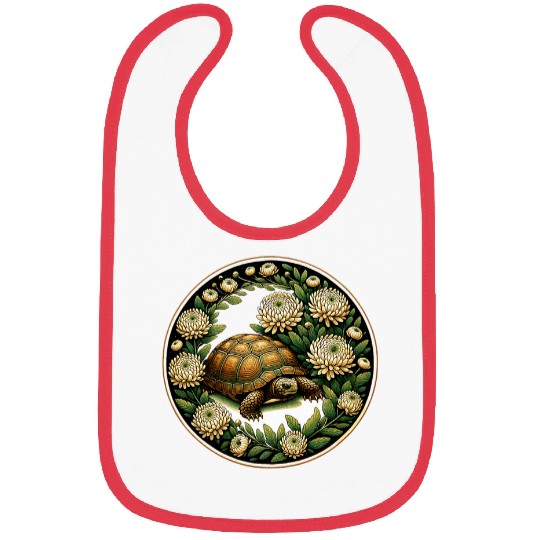 Turtle Pet Box Turtle Illustration Floral Box Turtles Bibs