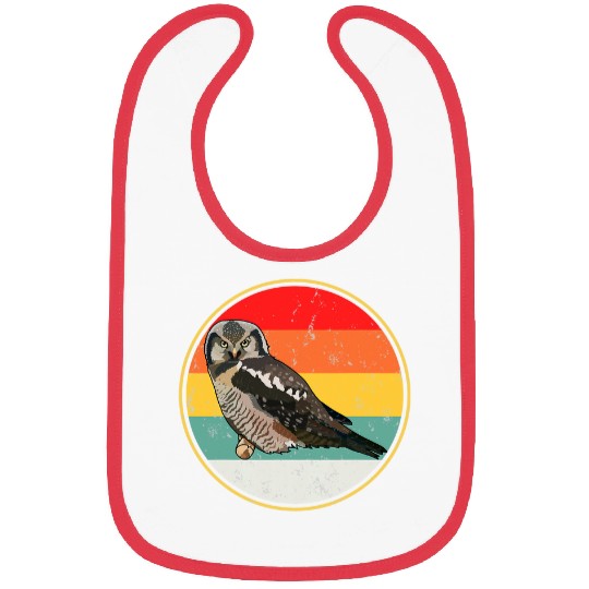 Owl Pet Retro Sunset Northern Hawk Owl Bird Bibs