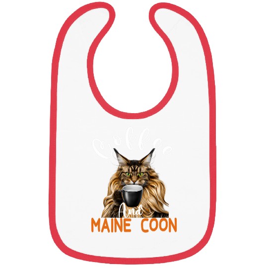 Coffee Fun Maine Coon Cat and Coffee Cute Design For cat lover Bibs