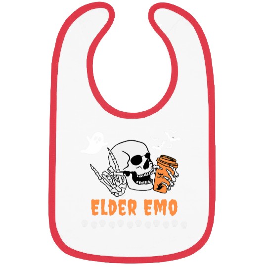 Elder Emo Halloween Goth Spooky Coffee Drinker Funny Bibs