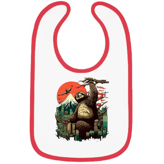 Sloth Pet Slothzilla Japan Anime Kaiju Sloth Monster Attack Bibs