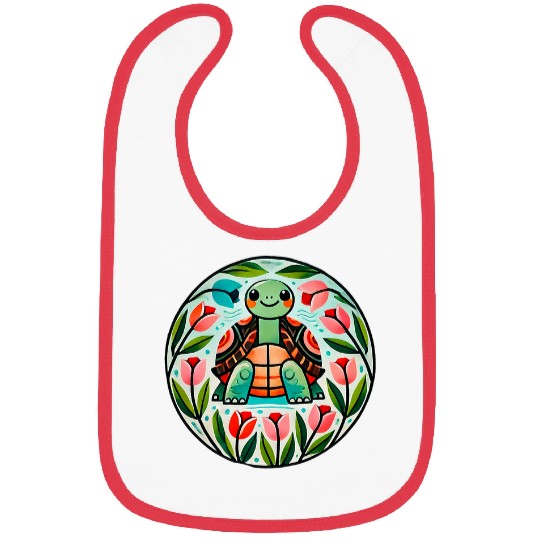 Turtle Pet Box Turtle Buttercup Flowers Illustration Bibs