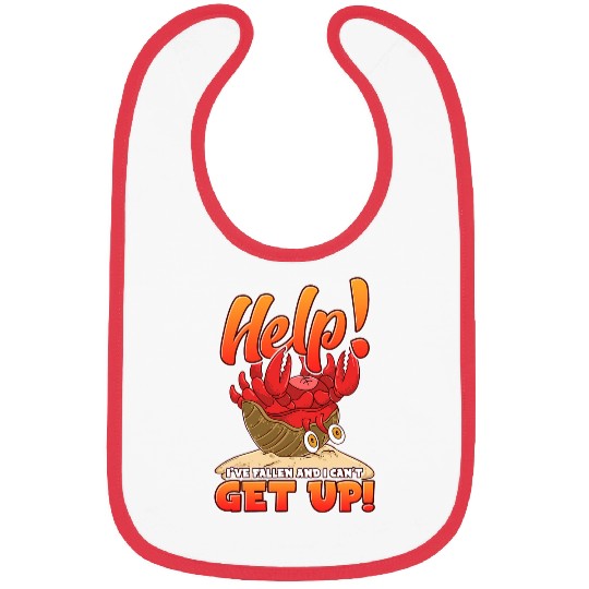 Help Ive Fallen I Cant Get Up Funny Kawaii Hermit Crab Bibs