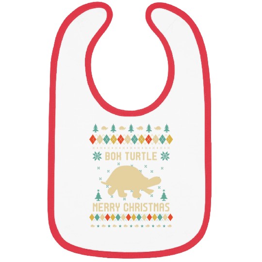 Turtle Pet BOX TURTLE Ugly Christmas Sweater Vinatge Retro Bibs