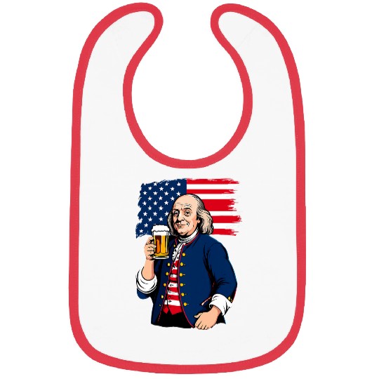 Beer Fun Boozing Benjamin Franklin With Beer Mug 4th July Funny Bibs