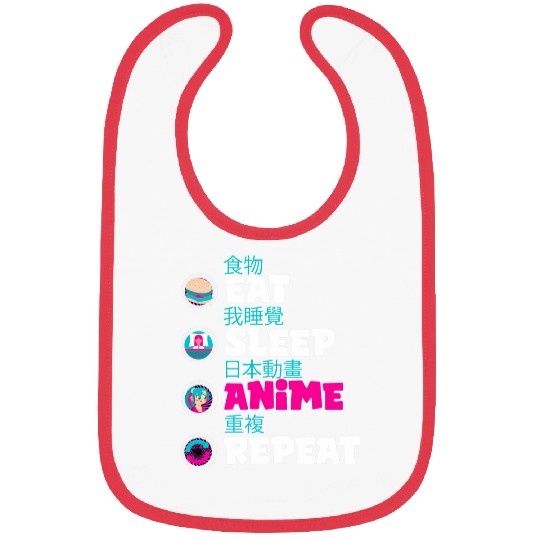 Eat Sleep Anime Repeat Mangas Men Women Bibs
