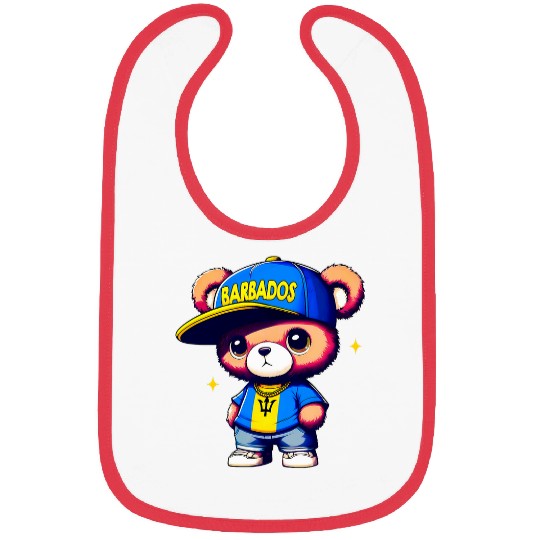 Bear Pet Cute Bajan Teddy Bear Barbados Flag Souvenir Bibs