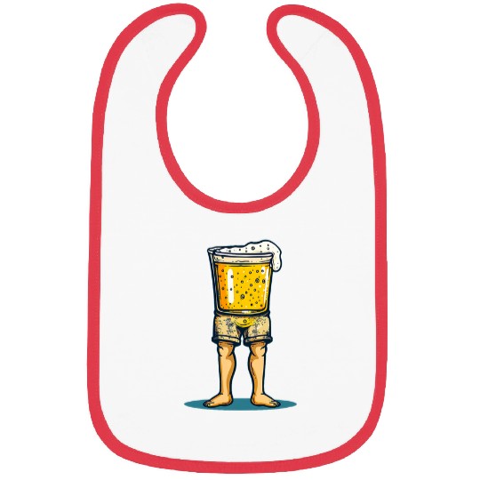 Beer Fun Running Beer in Swim Trunks for Beach and Summer Vacation Bibs