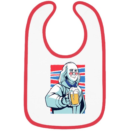 Beer Fun USA president Ben Franklin having a beer Fun Bibs