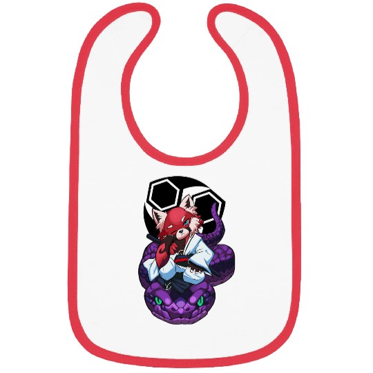 Panda Pet Cute Chibi Red Panda Ronin Snake Charmer Anime Lover Bibs