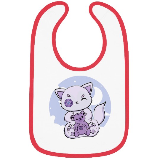 Bear Pet Cute Arctic Fox With Teddy Bear For Halloween 2 Bibs