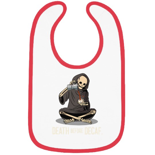 Coffee Fun Death Before Decaf Coffee Halloween Skeleton Bibs