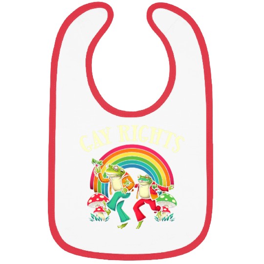 Rainbow Retro Say Gay Frog Toad Human Rights LGBT Equality Bibs