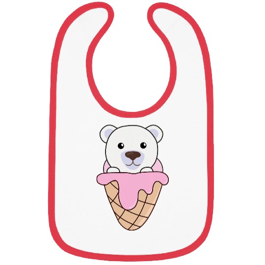 Bear Pet Polar Bear Bear Strawberry Ice Cream Waffle Kawaii Bibs