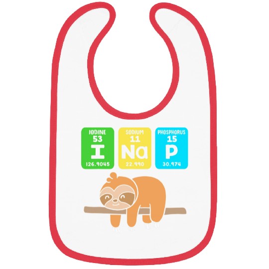 Sloth Pet Funny Periodic Table I Nap Periodically Sloth Bibs