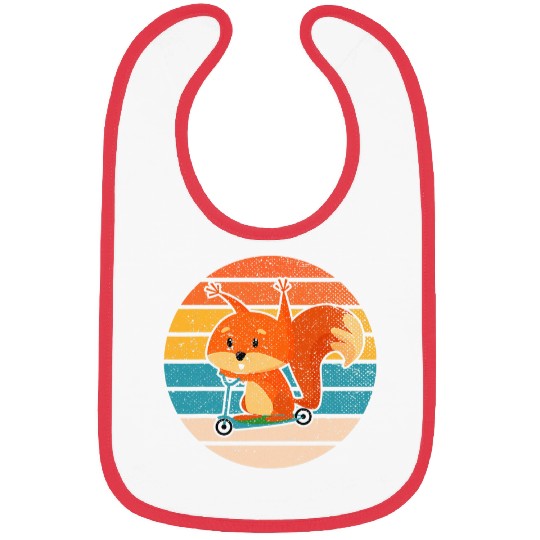 Squirrel Pet Funny Scooter Rider Forest Animal Nature Retro Squirrel Bibs