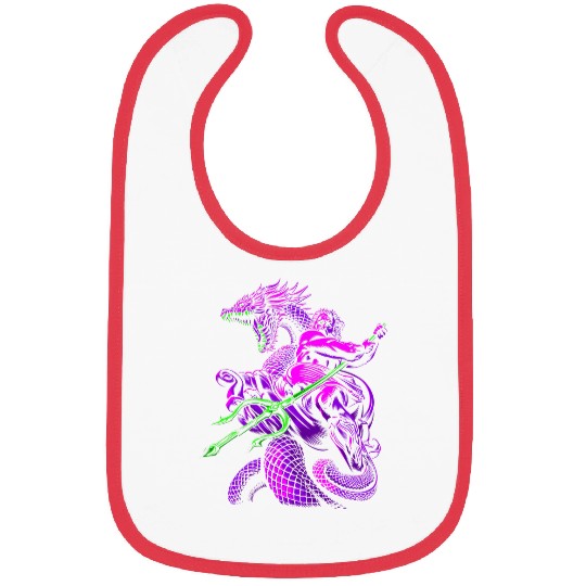 Dragon Pet Greek God with Trident and dragon Bibs
