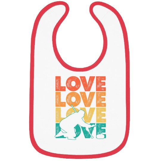 Retro Curling Stone Love Word Theme Graphic Design Bibs