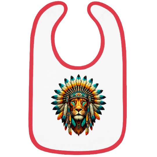 Lion Pet Native Indian Lion Native American Indian Feathers Bibs