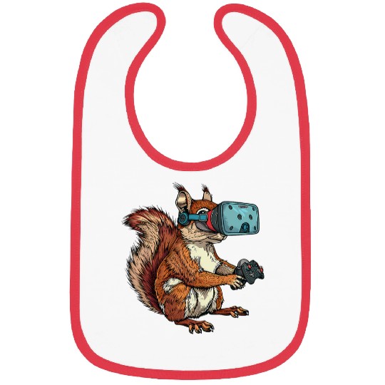 Squirrel Pet Gaming Animals Squirrel Playing Console Video Games Bibs