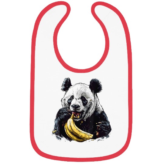 Panda Pet Banana Panda Bear Drawing Artwork Watercolor Bananas Fruit Bibs