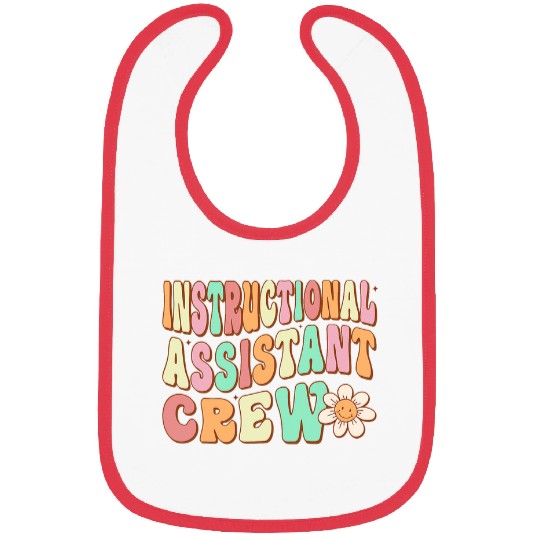 Instructional Assistant Crew Retro Groovy Teacher Aide Vibes Bibs