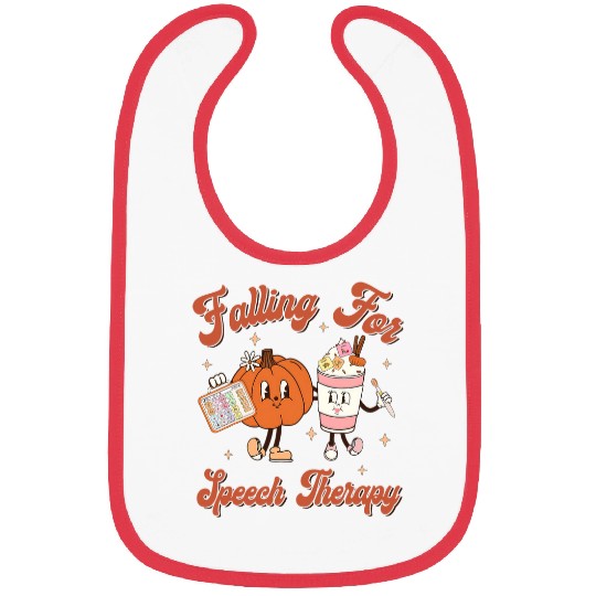 Coffee Fun Retro Falling For Speech Therapy SLP Pumpkin Coffee Autumn Bibs