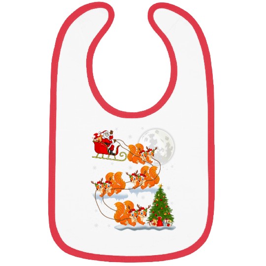 Squirrel Pet Funny xmass Lighting Tree Santa Riding Squirrel Christmas Bibs