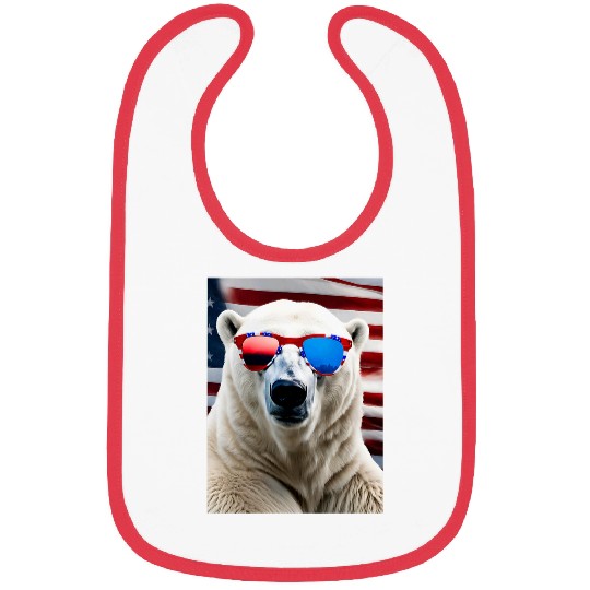 Bear Pet Polar Bear American Flag Funny Tee Bibs