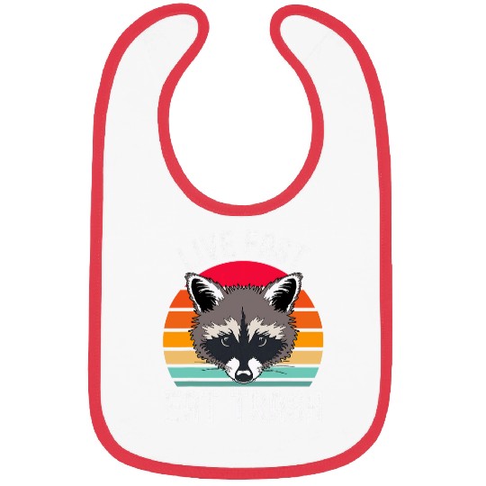 Raccoon Pet Retro Live Fast Eat Trash Bibs