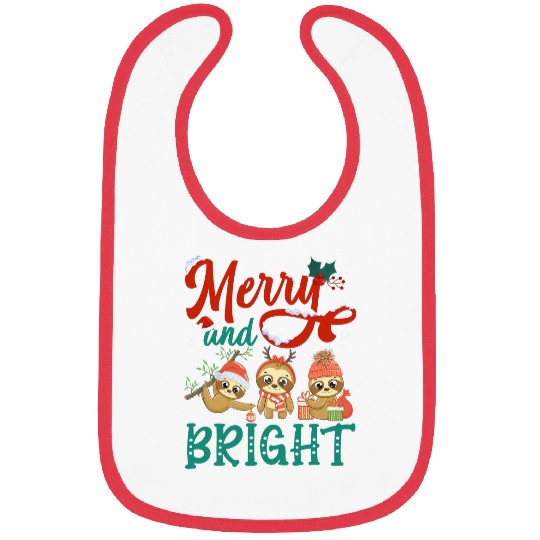 Sloth Pet Merry And Bright Sloth Christmas Bibs