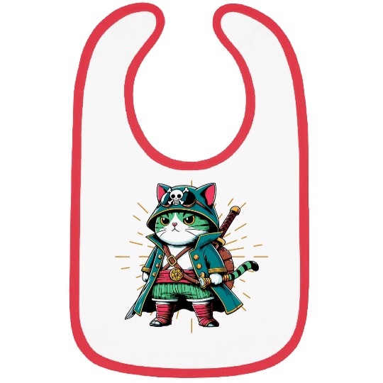Japanese Samurai Cat Tattoo Kawaii Ninja Cat 4 Bibs