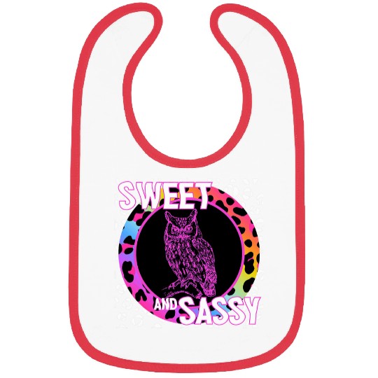 Owl Pet Cute Barn Owl 90s Nostalgia Rainbow Leopard Print Tropical Bibs