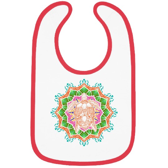 Sea Turtle Lover Colorful Polynesian Tattoo Mandala Turtle Bibs
