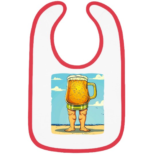 Beer Fun walking Beer in Swim Trunks Costume Bibs