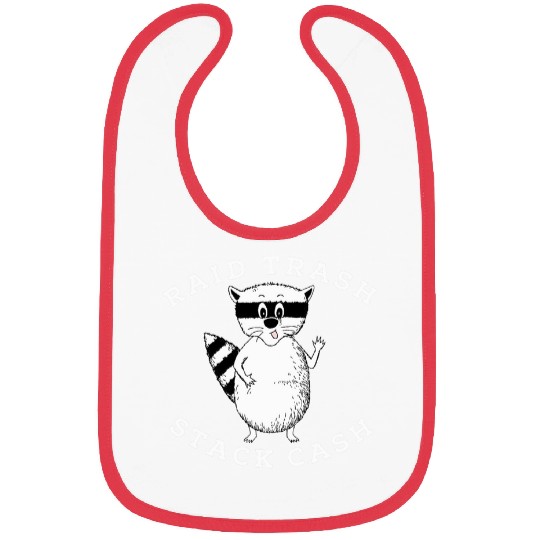 Raccoon Pet Raid Trash Stack Cash Funny Raccoon Gag Bibs