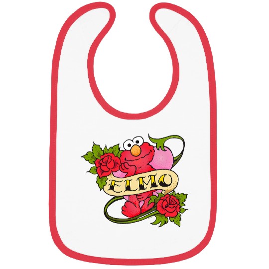 Sesame Street Elmo Hearts And Roses Tattoo Bibs