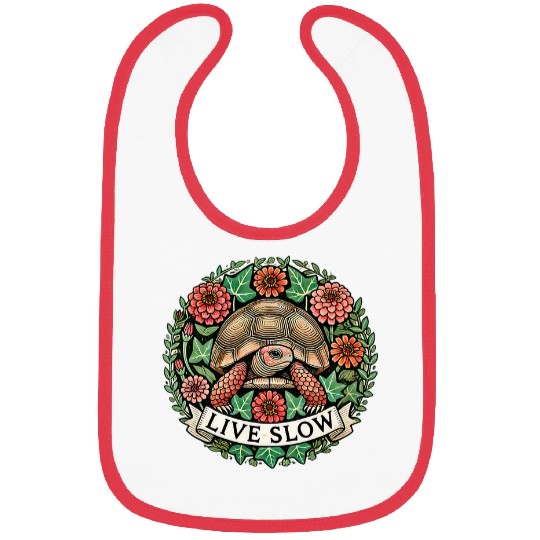 Turtle Pet Live Slow Cute Box Turtle Illustration Bibs