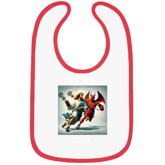 Jesus vs Satan Playing Lacrosse Not Today Satan Bibs