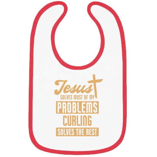 Jesus and Curling Solve Problems Funny Curler Bibs