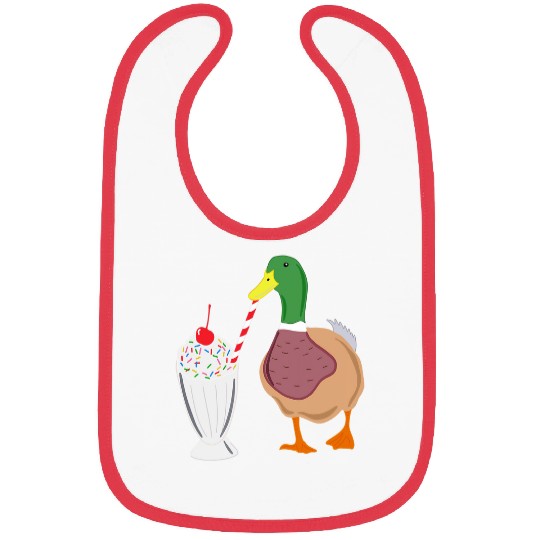 Duck Pet Milkshake Duck Funny Cartoon Mallard Duck Graphic Bibs